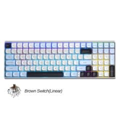 Aula S100 Pro Brown Switch Hot Swap RGB Mekanik Klavye Bluetooth Kablolu Kablosuz Bağlantı Buz Mavisi