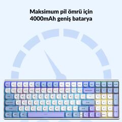 Aula S100 Pro Red Switch Hot Swap RGB Mekanik Klavye Bluetooth Kablolu Kablosuz Bağlantı Mavi