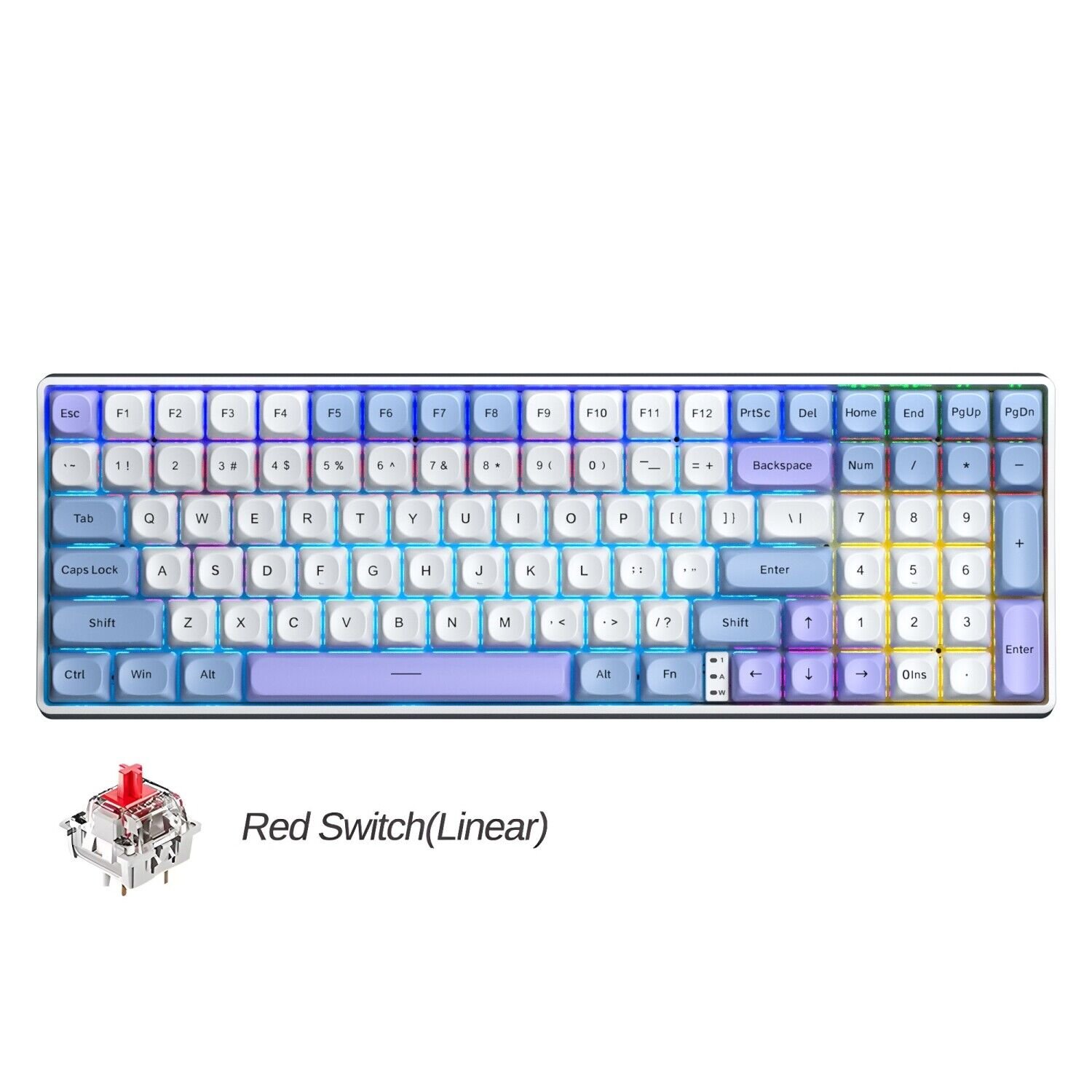 Aula S100 Pro Red Switch Hot Swap RGB Mekanik Klavye Bluetooth Kablolu Kablosuz Bağlantı Mavi