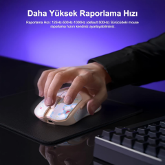 Aula SC580X Lightweight PAW3311 Sensör 10000 DPI 1000Hz Kablolu ve Kablosuz Gaming Oyuncu Mouse Beyaz