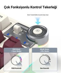 Aula AU75 3 Modlu RGB Hot Swap Mekanik TKL Seiya Switch Kablosuz Makrolu Klavye Siyah