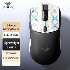 Aula SC580X Lightweight PAW3311 Sensör 10000 DPI 1000Hz Kablolu ve Kablosuz Gaming Oyuncu Mouse Siyah