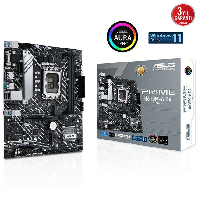 Asus Prime H610M-A D4 Csm 1700P Vga Hdmi Dp
