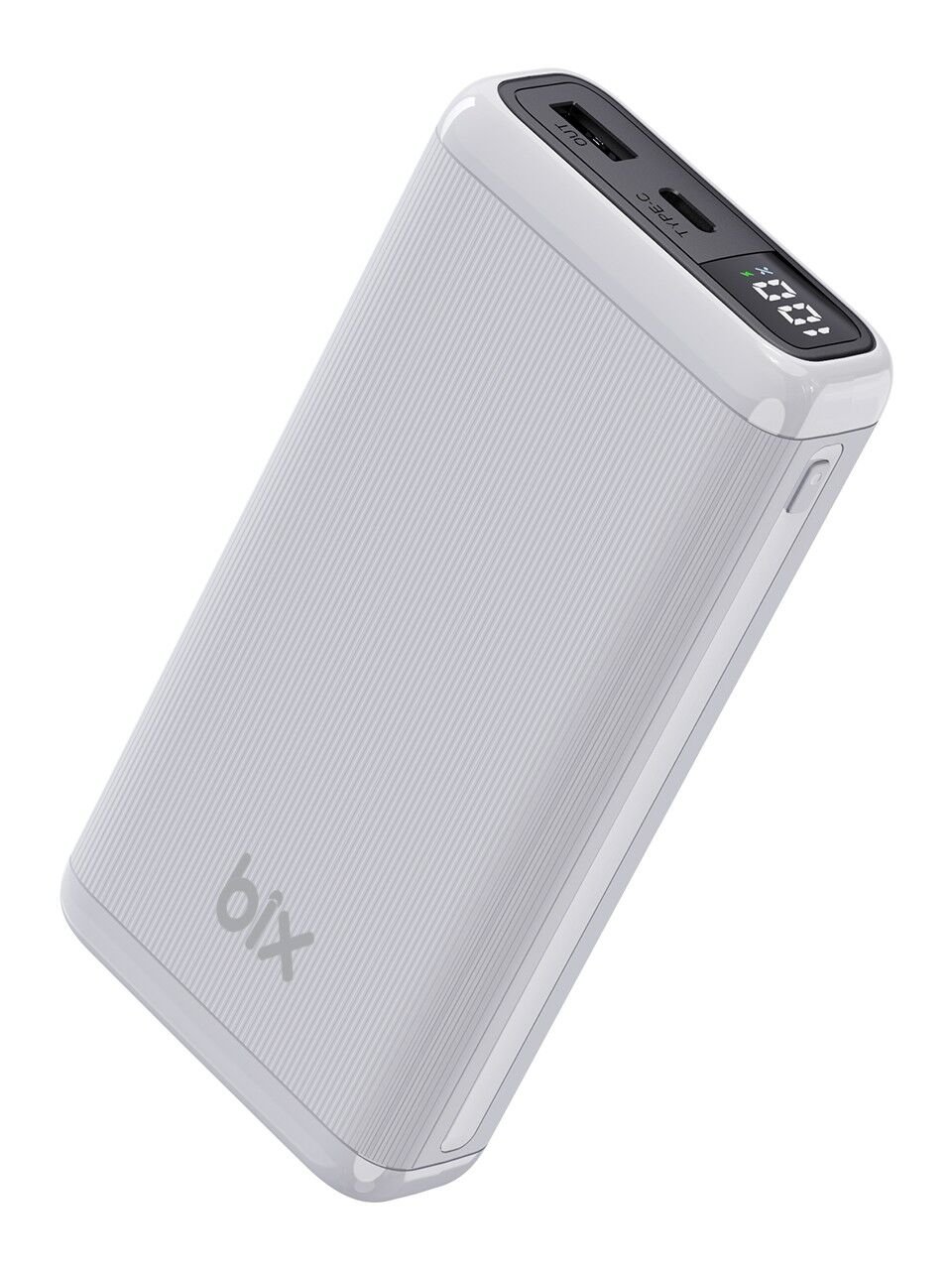 Bix PB204 20000mAh USB-A 22.5W ve Type-C PD 20W Çift Çıkışlı LED Ekranlı Powerbank Beyaz