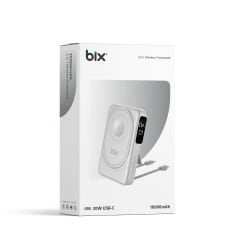 Bix TPB16 10000 mAh Hızlı Şarj MagSafe 6 sı 1 Arada OLED Ekranlı Kablosuz Powerbank Beyaz