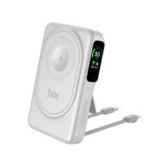 Bix TPB16 10000 mAh Hızlı Şarj MagSafe 6 sı 1 Arada OLED Ekranlı Kablosuz Powerbank Beyaz