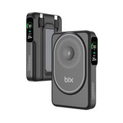 Bix TPB16 10000 mAh Hızlı Şarj MagSafe 6 sı 1 Arada OLED Ekranlı Kablosuz Powerbank Siyah