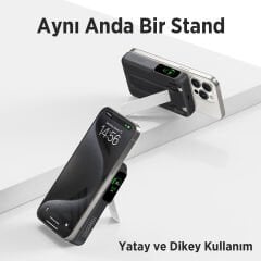 Bix TPB16 10000 mAh Hızlı Şarj MagSafe 6 sı 1 Arada OLED Ekranlı Kablosuz Powerbank Siyah
