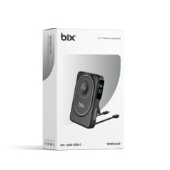 Bix TPB16 10000 mAh Hızlı Şarj MagSafe 6 sı 1 Arada OLED Ekranlı Kablosuz Powerbank Siyah