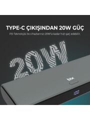 Bix PB203 20000mAh SCP 22.5W USB Çift Çıkışlı Dijital Ekranlı Portatif Powerbank Gri