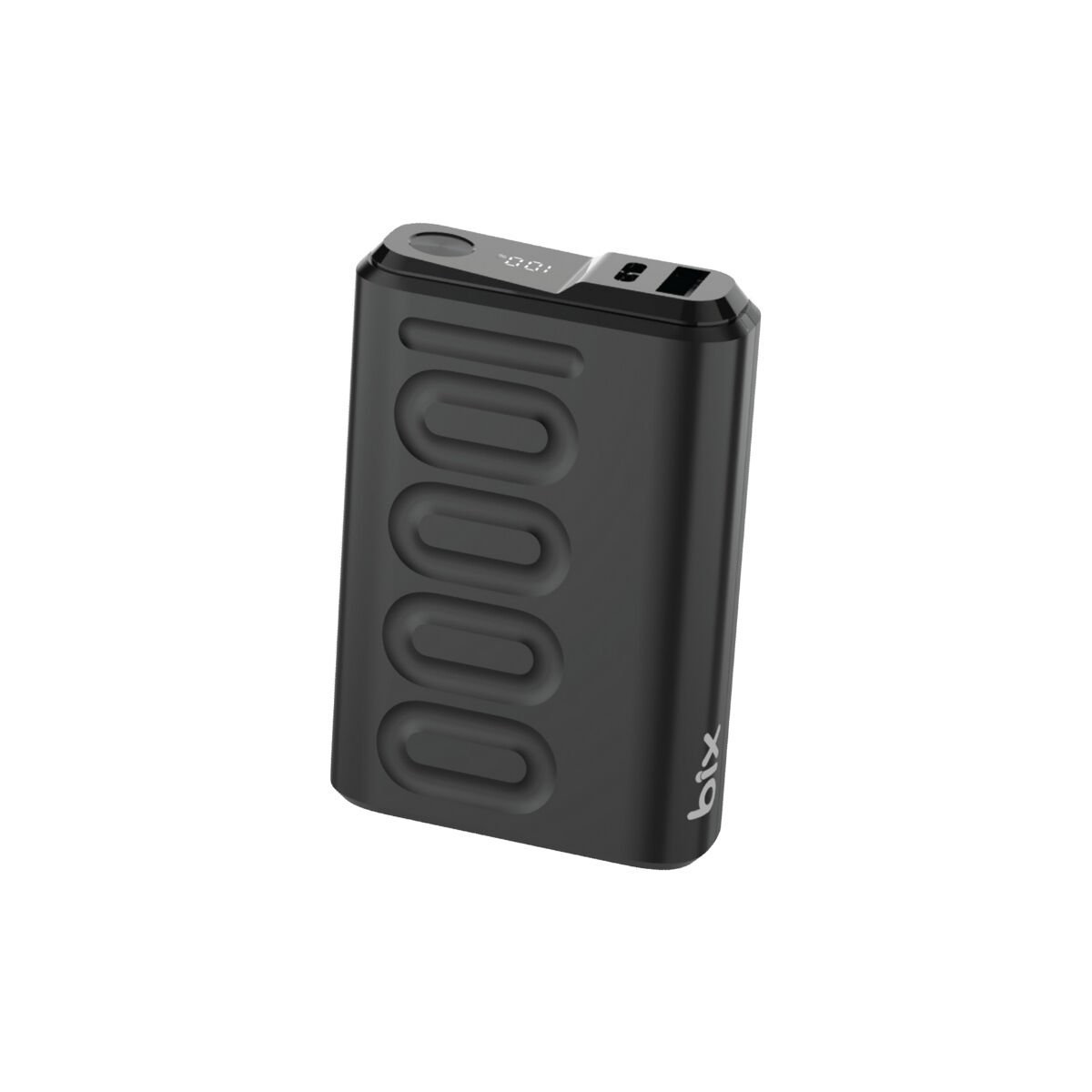 Bix TPB15 10000mAh PD 20W USB-C ve USB-A QC 3.0 Çift Portlu 22.5W Süper Hızlı Şarj Destekli ve Dijital Ekranlı Mini Powerbank Siyah