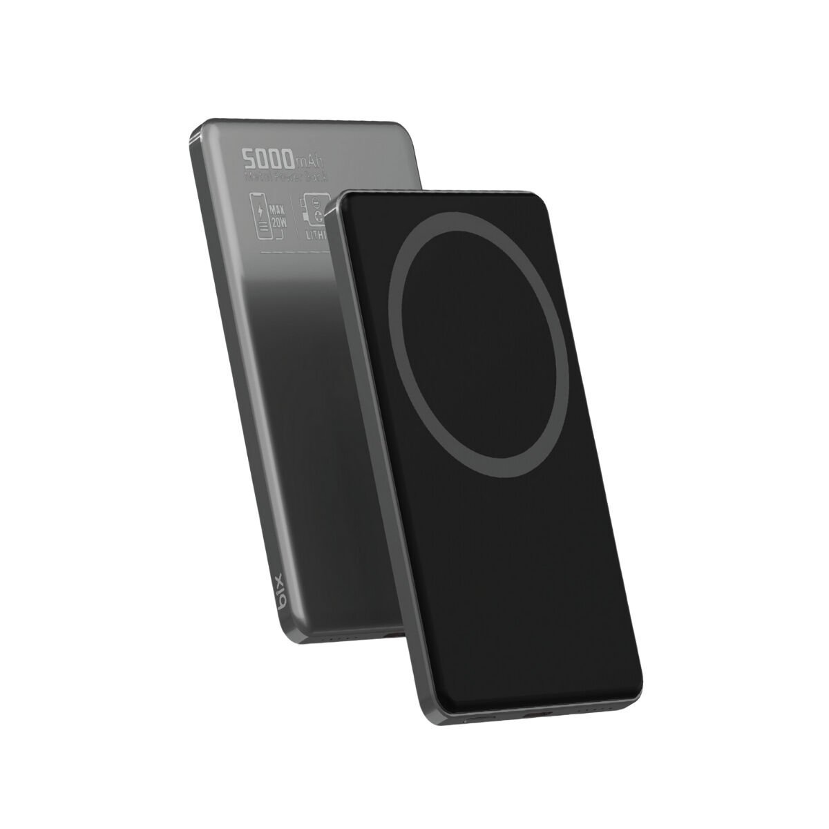 Bix TPB14 5000mAh 15W Kablosuz Hızlı Şarj Destekli 20W USB-C PD 3.0 Manyetik Ultra Slim Metal Gövdeli Powerbank Koyu Gri
