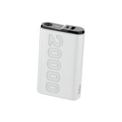 Bix TPB24 20000mAh PD 20W USB-C ve USB-A QC 3.0 Çift Portlu 22.5W Süper Hızlı Şarj Destekli ve Dijital Ekranlı Mini Powerbank Beyaz