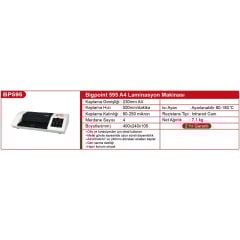 Bigpoint BP595 A4 Laminasyon Makinesi