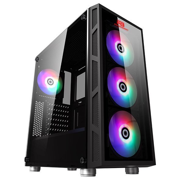PowerBoost VK-G2052S USB 3.0 ATX, Temp.Glass Led RGB Rainbow fan, siyah Kasa (PSU Yok)