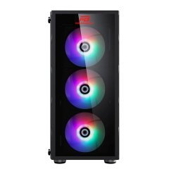 PowerBoost VK-G2052S USB 3.0 ATX, Temp.Glass Led RGB Rainbow fan, siyah Kasa (PSU Yok)