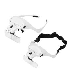 5 Lensli 2 Led Işıklı Ayarlanabilir Gözlük Tipi Büyüteç - 1.0X - 3.5X Zoom - Üstün Kalite