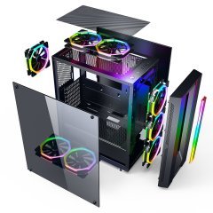 GameBooster GB-G3601B USB3.0 Siyah Rainbow RGB Fan Strip kasa (PSU Yok)