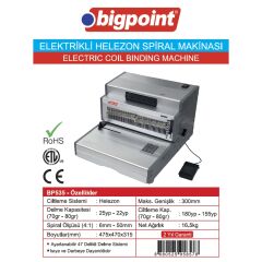 Bigpoint Elektrikli Plastik Helezon Spiral Makinesi 22 Yaprak