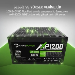 GamePower AXP-1200 14CM 1200W Platinum 80+ ATX 3.0 PCI-E 5.0 Power Supply - 5 Yıl Garantili