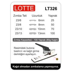 Lotte Zımba Makinesi Arşiv Tipi 100 Yaprak