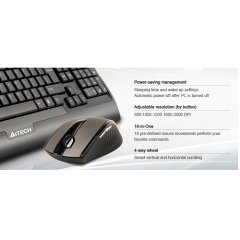 A4 TECH 9300F V-TRACK 2.4Ghz MM KABLOSUZ F KLV SET