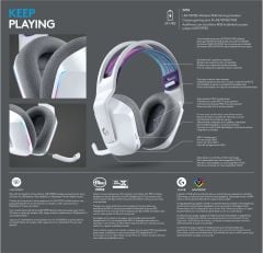 Logitech G733 Lightspeed Beyaz RGB 7.1 Kablosuz Kulak Üstü Oyuncu Kulaklığı 981-000883