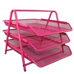 Bigpoint Metal Perfore Evrak Rafı 3'lü Pembe