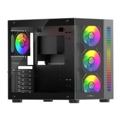 James Donkey Stark S800 4xARGB Temperli Cam 750W 80+ Bronze ATX Siyah Gaming (Oyuncu) Kasa