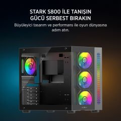 James Donkey Stark S800 4xARGB Temperli Cam 750W 80+ Bronze ATX Siyah Gaming (Oyuncu) Kasa