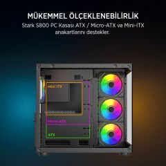 James Donkey Stark S800 4xARGB Temperli Cam 750W 80+ Bronze ATX Siyah Gaming (Oyuncu) Kasa