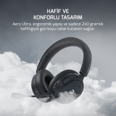 Gamepower Aero Ultra 7.1 USB  Siyah Triple Mode (Kablosuz/Bluetooth/2.4G) Kulak Üstü Oyuncu Kulaklığı