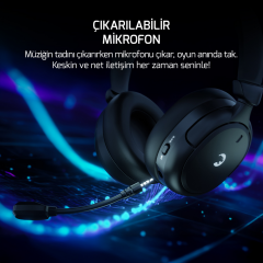 Gamepower Aero Ultra 7.1 USB  Siyah Triple Mode (Kablosuz/Bluetooth/2.4G) Kulak Üstü Oyuncu Kulaklığı