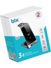 Bix BXMW3 15W 3in1 Ultra İnce Manyetik Kablosuz Şarj Aleti - 3 ü 1 Arada iPhone Apple Watch AirPods Uyumlu