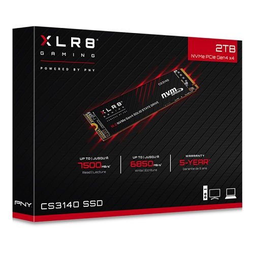 PNY XLR8 CS3140 2TB 7500/6850MB/s NVMe PCIe Gen4x4 M.2 SSD Disk (M280CS3140-2TB-RB)