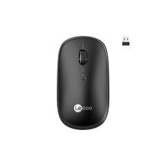 Lenovo Lecoo WS209 Siyah Şarjlı Sessiz Ergonomik Optik Kablosuz Mouse - 6 Tuşlu 1600DPI Çift Modlu
