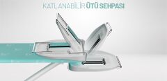 Gazella Squad Standart Ütü Masası - SM/GZM 900 S - Çocuk Emniyet Kilitli, Geniş 42x120 cm Ütüleme Alanı, Katlanabilir, Paslanmaz Gövde, Turkuaz Kumaş