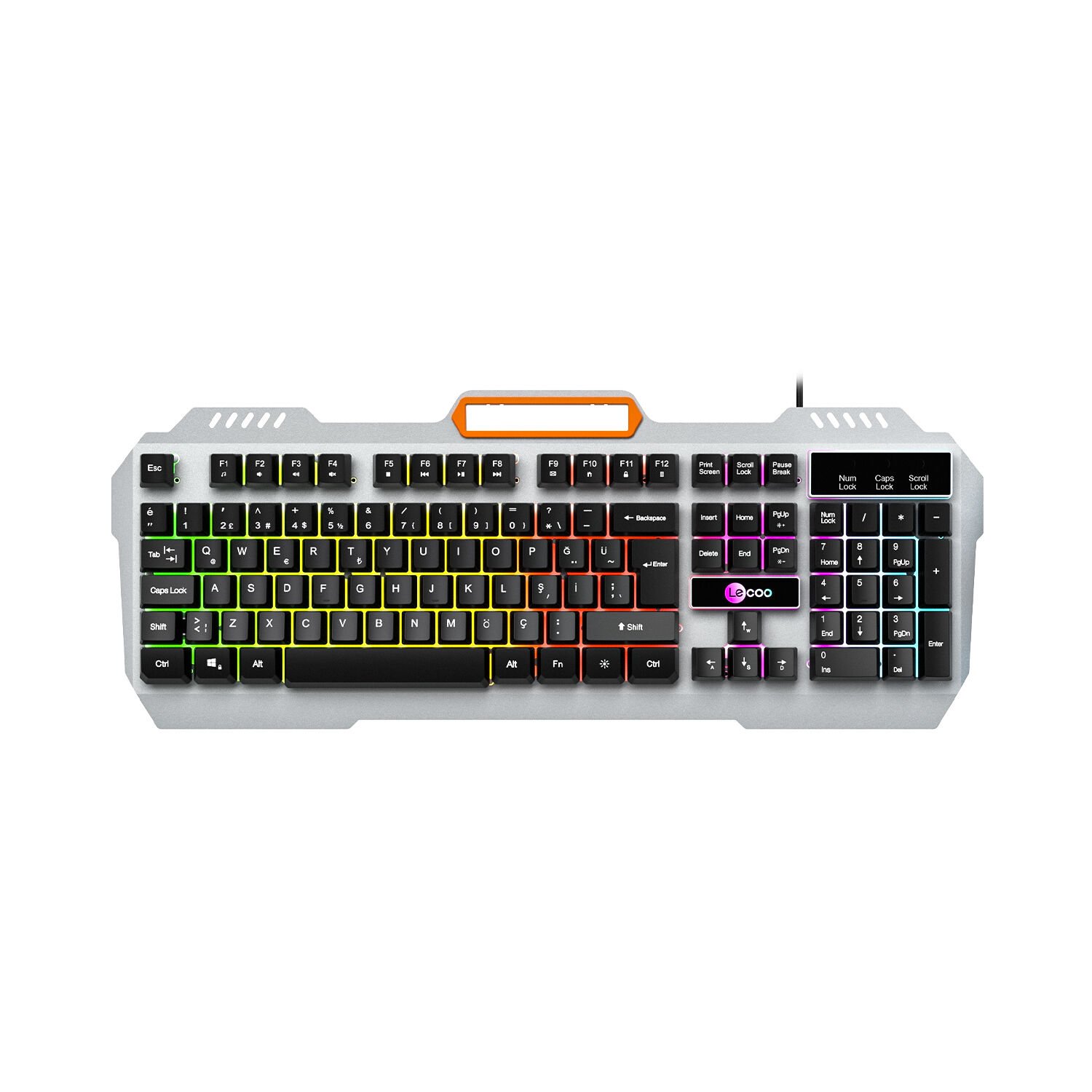 Lenovo Lecoo KB123 Membrane Switch Kablolu Oyuncu Klavyesi - Rainbow Efektli - Siyah