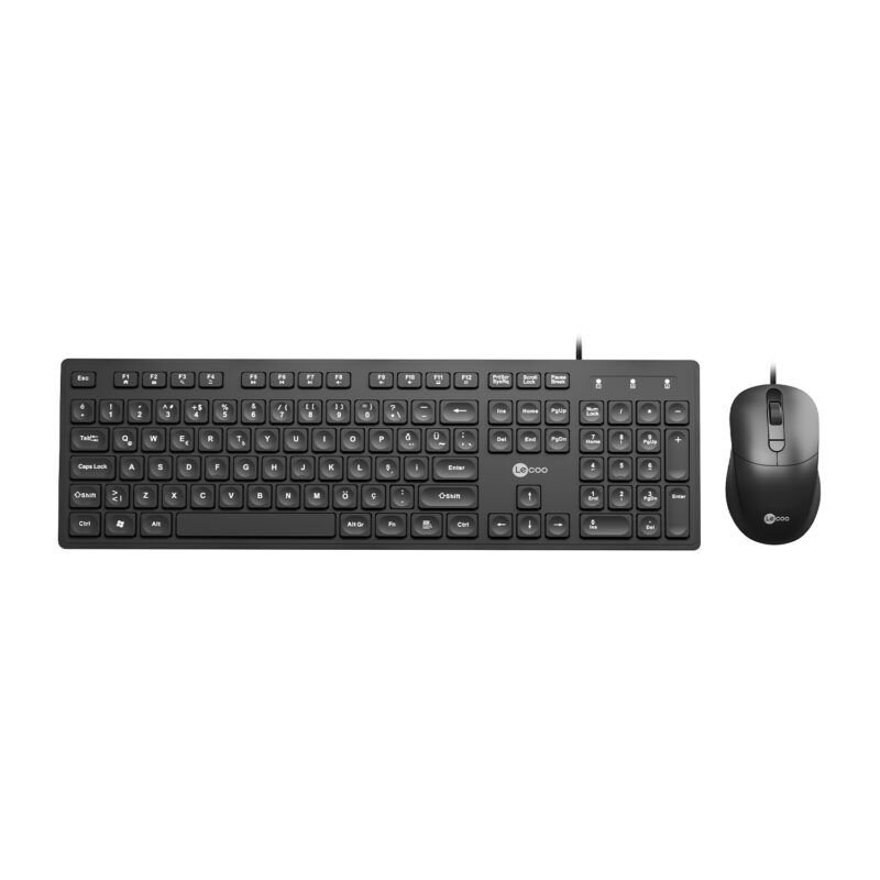 Lenovo Lecoo CM102 USB Kablolu Türkçe Q Klavye & Mouse Seti Siyah