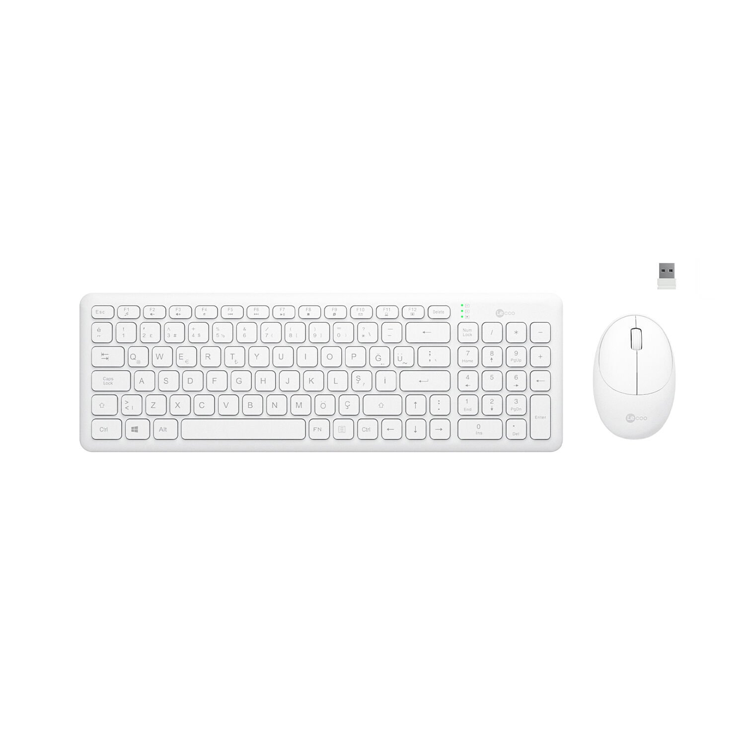 Lenovo Lecoo KW204 Kablosuz Türkçe Q Klavye Mouse - Beyaz