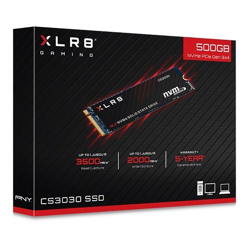 PNY XLR8 500GB CS3030 3500/2000 NVMe PCIe M.2 SSD M280CS3030-500-RB