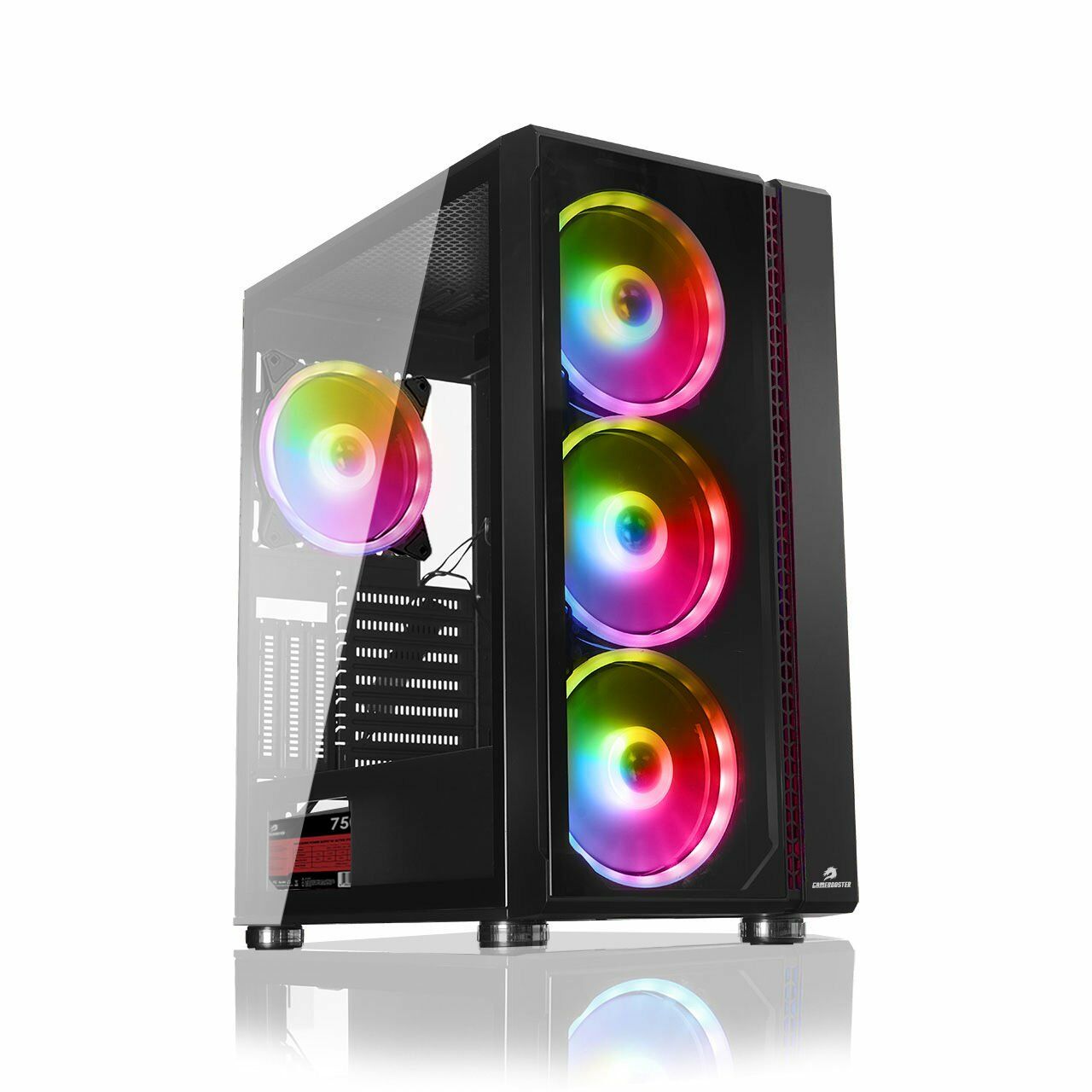 GameBooster GB-H001C USB3.0 4x14cm ARGB Fanlı Glass Panel Siyah kasa (PSU Yok)