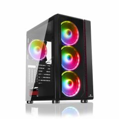 GameBooster GB-H001C USB3.0 4x14cm ARGB Fanlı Glass Panel Siyah kasa (PSU Yok)