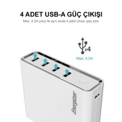 Energizer Ultimate XP20001PD 20000mAh 4x Output / Dual Input Ultra Hızlı Taşınabilir Şarj Cihazı + Type-C Laptops