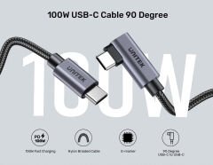 UNITEK TYPE-C HIZLI ŞARJ KABLOSU 90 DERECE 3 METRE 100W (C14123BK-3M)