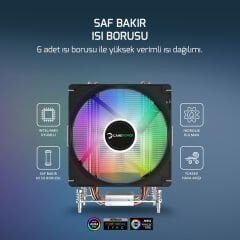 GamePower Glace TC6 ARGB Siyah 1x120mm LGA1851/AM5 İşlemci Hava Soğutucu