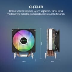 GamePower Glace TC6 ARGB Siyah 1x120mm LGA1851/AM5 İşlemci Hava Soğutucu