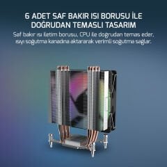 GamePower Glace TC6 ARGB Siyah 1x120mm LGA1851/AM5 İşlemci Hava Soğutucu