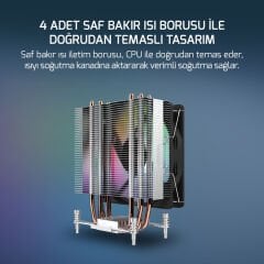 GamePower Glace TC4 ARGB Siyah 1x120mm LGA1851/AM5 İşlemci Hava Soğutucu