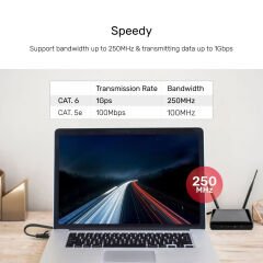 UNITEK CAT6 PATCH KABLO 3MT FLAT 1GBPS, SİYAH (C1811GBK)